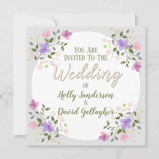 Sprigs von Blume Gerahmte Design Hochzeit Einladung (Vorderseite)