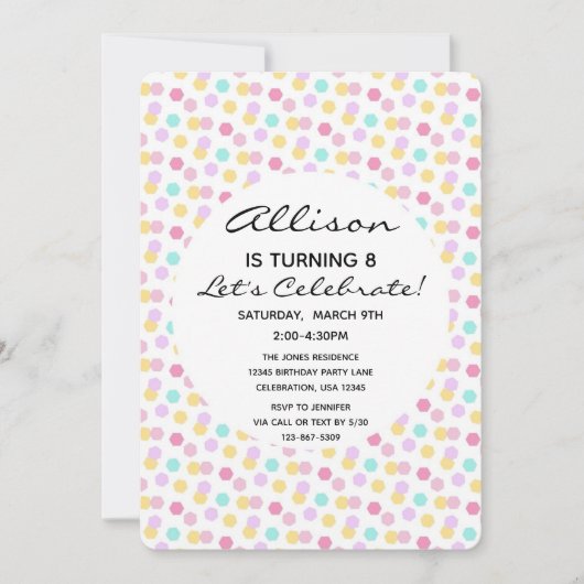 Sprikle Confetti Cupcake Girl Birthday Cake Einladung (Vorderseite)