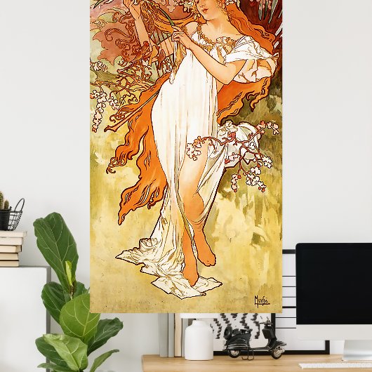 Spring Alfons Mucha Art Nouveau Poster (Heimbüro)