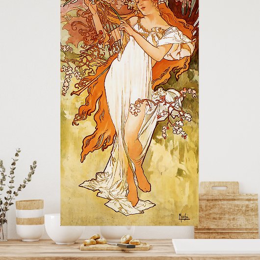 Spring Alfons Mucha Art Nouveau Poster (Küche)
