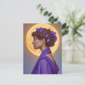 Spring Allegory - woman with purple flowers Postkarte (Stehend Vorderseite)