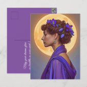 Spring Allegory - woman with purple flowers Postkarte (Vorne/Hinten)