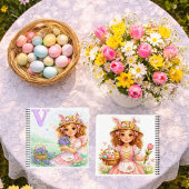 Spring Alphabet Letter V Fairy Violet Flowers Notizblock