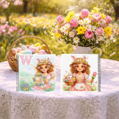Spring Alphabet Letter W Fairy Floral Wreath Notizblock