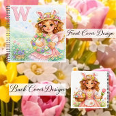 Spring Alphabet Letter W Fairy Floral Wreath Notizblock