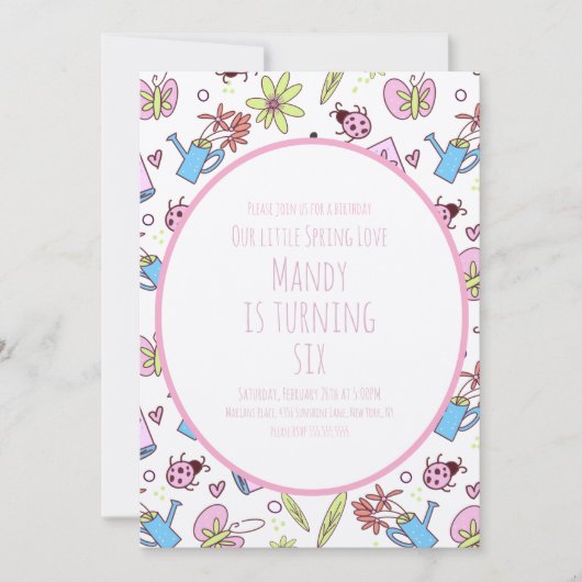 Spring and Books Birthday Party Einladung (Vorderseite)