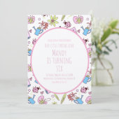 Spring and Books Birthday Party Einladung (Stehend Vorderseite)