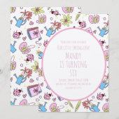 Spring and Books Birthday Party Einladung (Vorne/Hinten)