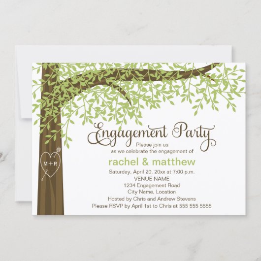 Spring and Summer Tree Engagement Party Einladung (Vorderseite)