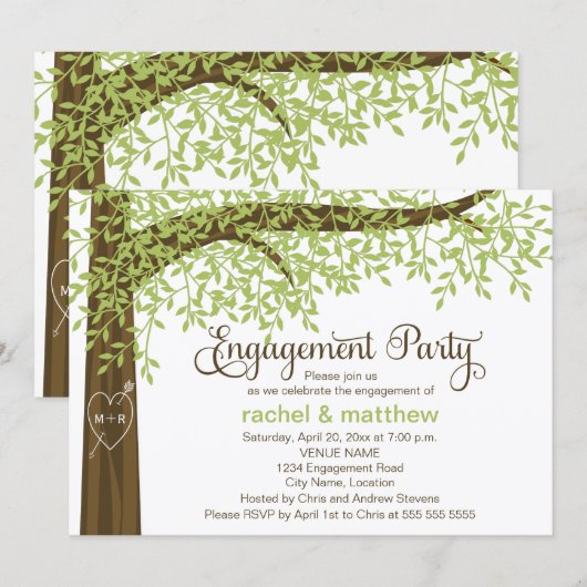 Spring and Summer Tree Engagement Party Einladung (Vorne/Hinten)