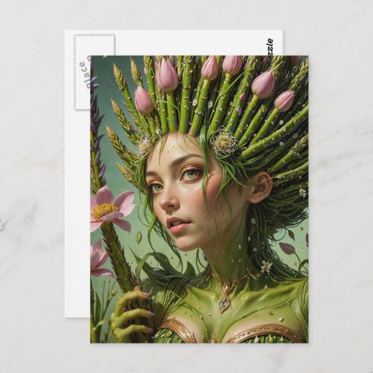 Spring Asparagus Fairy Postkarte (Vorne/Hinten)