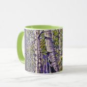 Spring Aspen Tree Woodland Purple Green Coffee Tasse (Vorderseite Links)