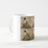 "Spring at Dawn" Japanese Cat in Kimono Art Kaffeetasse (Vorderseite Links)