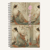 "Spring at Dawn" Japanese Cat in Kimono Art Notizblock (Vorderseite)