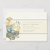 Spring Baby Chick Nest Ostergelbe Babydusche Einladung (Vorderseite)