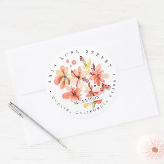 Spring Baby Dusche | Ladybug-Rücksendeadresse Runder Aufkleber (Umschlag)