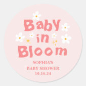 Spring Baby in Bloom Baby Dusche Gefallen Runder Aufkleber (Vorderseite)