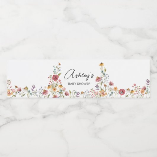Spring Baby in Bloom Baby Dusche Wasserflaschenetikett (Einzelnes Label)