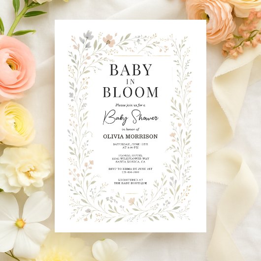 Spring Baby in Bloom Wildflower Baby Shower Einladung