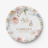 Spring Baby in Blütendusche Pappteller (Vorderseite)