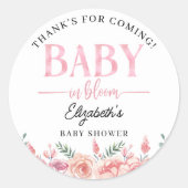 Spring Baby Shower – Baby in Bloom Runder Aufkleber (Vorderseite)