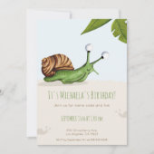 Spring Back Yard Snail Kids Nature Birthday Einladung (Vorderseite)