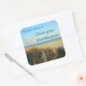 Spring Beach Scene Nr. 3 Buchzeichen Quadratischer Aufkleber (Umschlag)