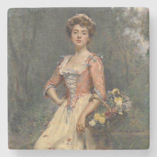 Spring Beauty (von Raimundo de Madrazo y Garreta) Steinuntersetzer (Vorderseite)