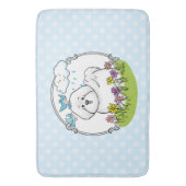 Spring Bichon Frise Hund mit Blume - Niedlich Badematte (Vorderseite Vertikal)