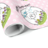 Spring Bichon Frise Hund mit Blume - Niedlich Geschenkpapier (Rolleneckpunkt)