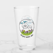 Spring Bichon Frise Hund mit Blume - Niedlich Glas (Vorderseite)
