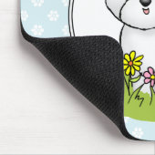 Spring Bichon Frise Hund mit Blume - Niedlich Mousepad (Ecke)