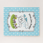 Spring Bichon Frise Hund mit Blume - Niedlich Puzzle (Horizontal)