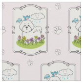 Spring Bichon Frise Hund mit Blume - Niedlich Stoff (Nahaufnahme)
