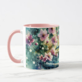 Spring Bird Bath Watercolor Tasse