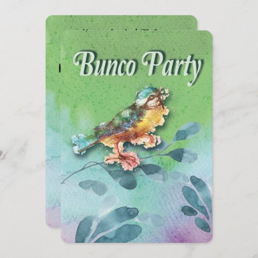 Spring Bird Bunco Party Wasserfarbe Einladung (Vorne/Hinten)