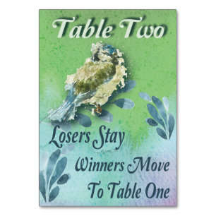 Spring Bird Bunco Table Two Watercolor Tischnummer
