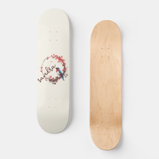 Spring Bird Floral Skateboard