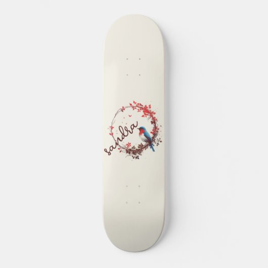 Spring Bird Floral Skateboard (Vorderseite)