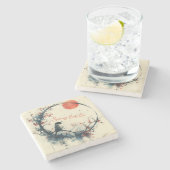 Spring Bird Floral Steinuntersetzer (Seitenansicht)