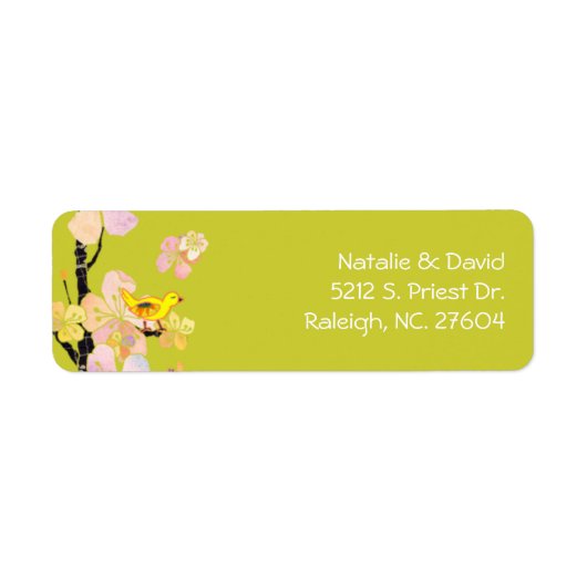 Spring Bird Light Green Wedding Rücksendeadresse (Vorne)