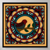Spring Bird Mandala-Print Poster (Vorne)
