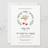 Spring Bird mit Herz-Niedliche Babydusche Einladung (Vorderseite)