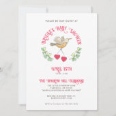 Spring Bird mit Herz-Niedliche Babydusche Einladung (Vorderseite)