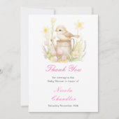 Spring Bird Watering Can Baby Dusche Dankeskarte (Vorderseite)