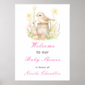 Spring Bird Watering Can Baby Dusche Poster (Vorne)
