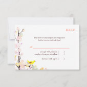 Spring Bird White Floral Wedding RSVP Karte (Vorderseite)