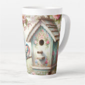 Spring Birdhouse With Pastel Flowers And Bird Milchtasse (Rechte Ecke)