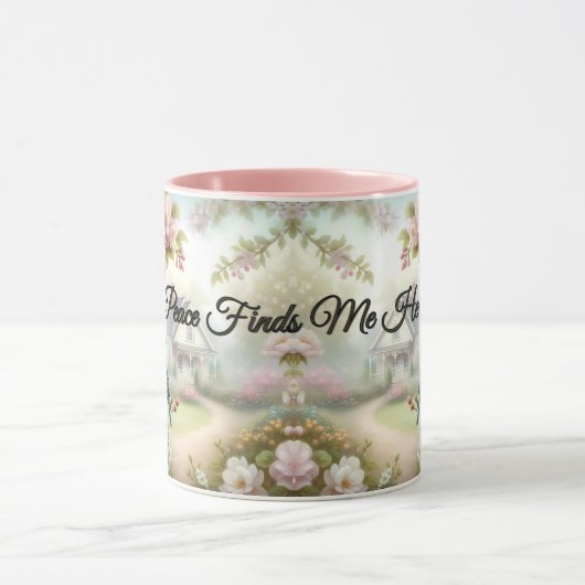 Spring Birdhouse With Pastel Flowers And Bird Tasse (Zentrum)