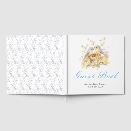 Spring Birds Baby Shower Guest Book Gästebuch (Voll)